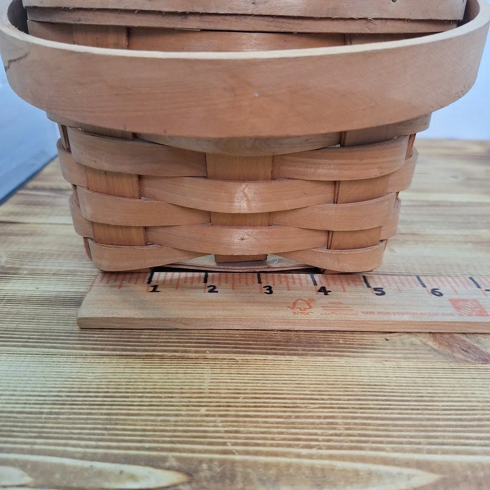 Hand Woven Amash Utensil Plate Holder Basket 11x6 Natural Wood Caddy